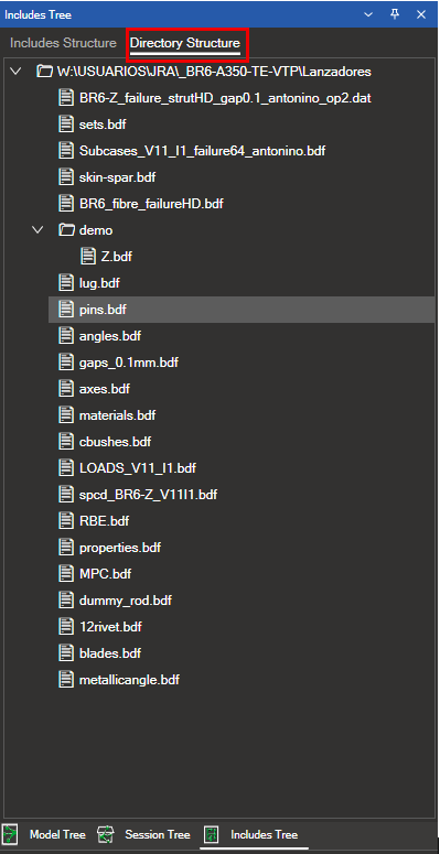 Directory Structure tab showing files organised by their folder layout on disk